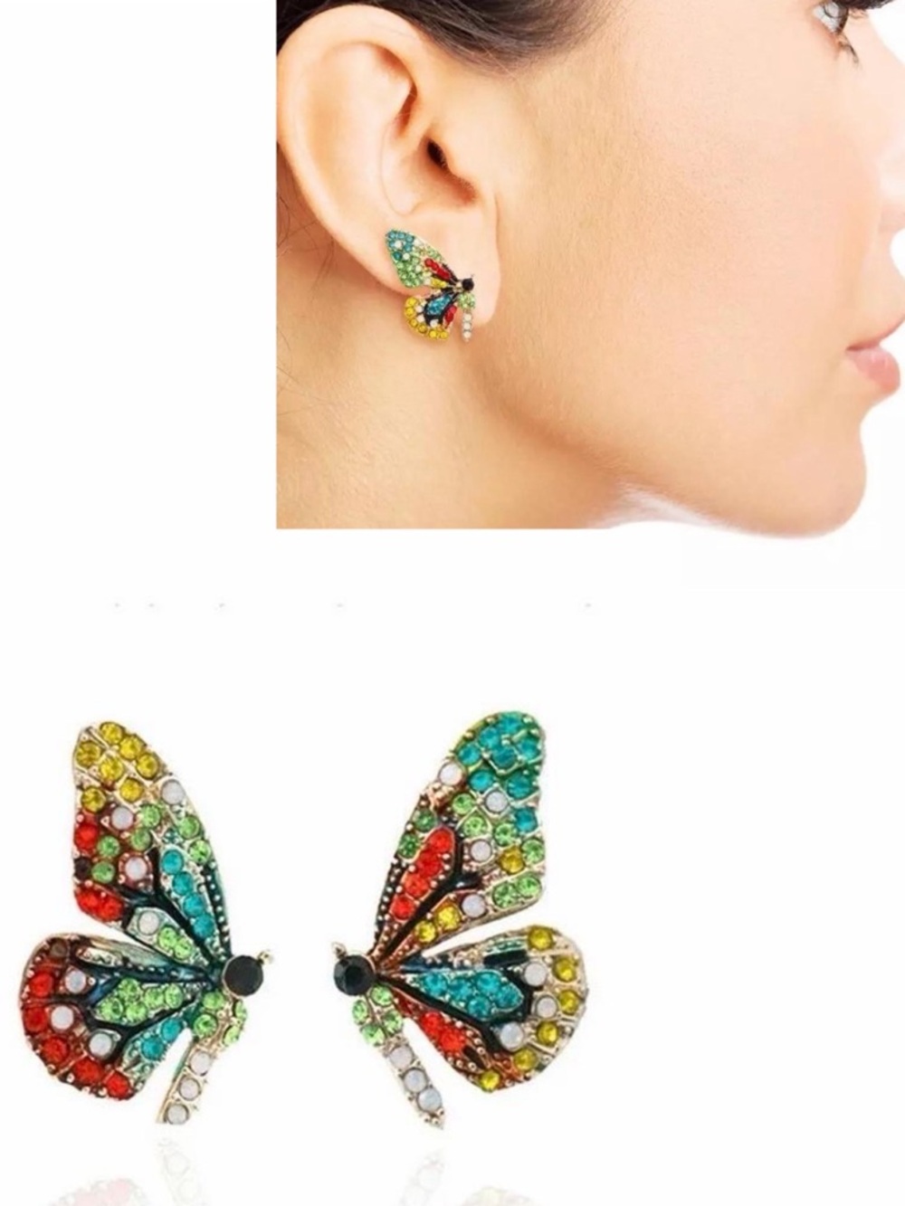 🍒3/$30 New Crystal Butterfly Earrings